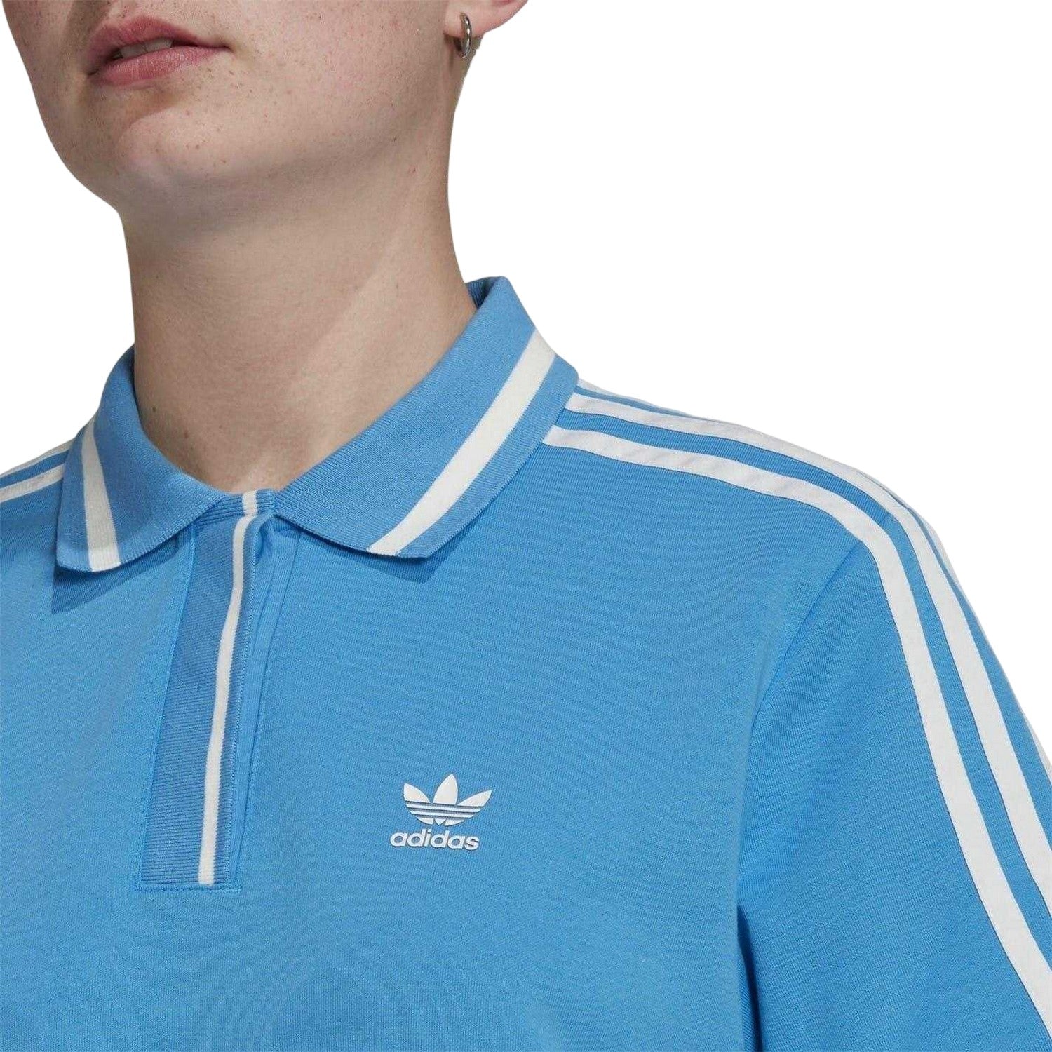 Blue - Side - Adidas Womens-Ladies Collared Mini Maternity T-Shirt Dress