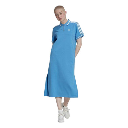 Blue - Lifestyle - Adidas Womens-Ladies Collared Mini Maternity T-Shirt Dress