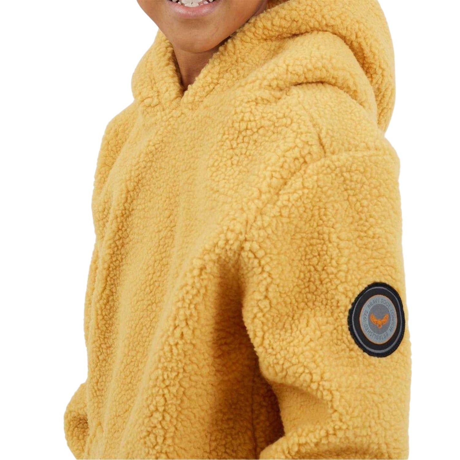 Mustard - Side - Brave Soul Childrens-Kids Kangaroo Pocket Hoodie