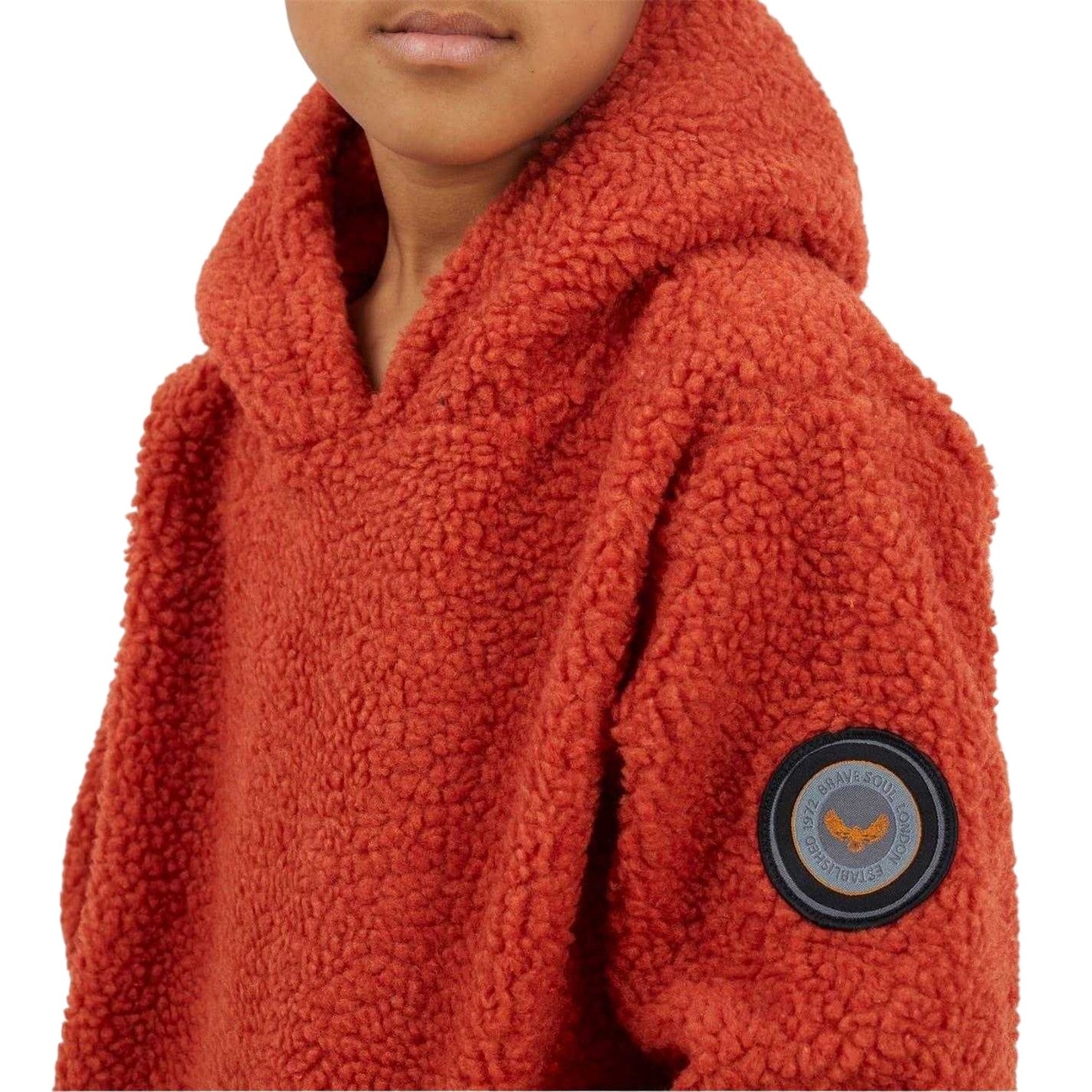 Terracotta - Side - Brave Soul Childrens-Kids Kangaroo Pocket Hoodie