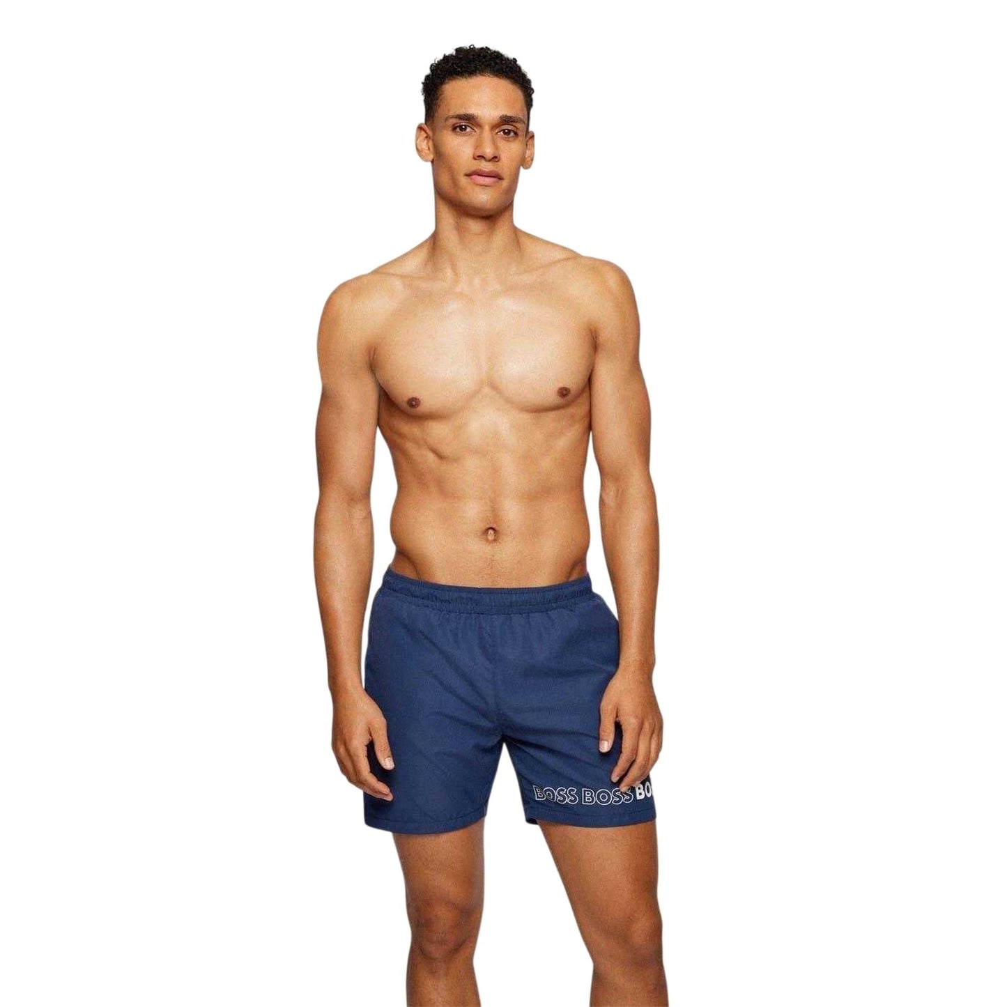 Blue Navy - Lifestyle - Boss Mens Logo Polyester Swim Shorts