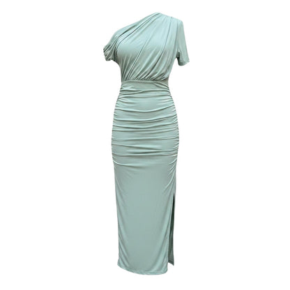 Duck Egg - Front - AX Paris Womens-Ladies Draped Off-the-Shoulder Midi Dress