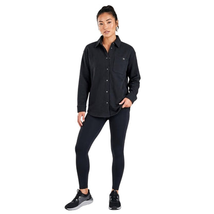 Black - Side - Under Armour Womens-Ladies Terry Heavyweight Collared Shirt
