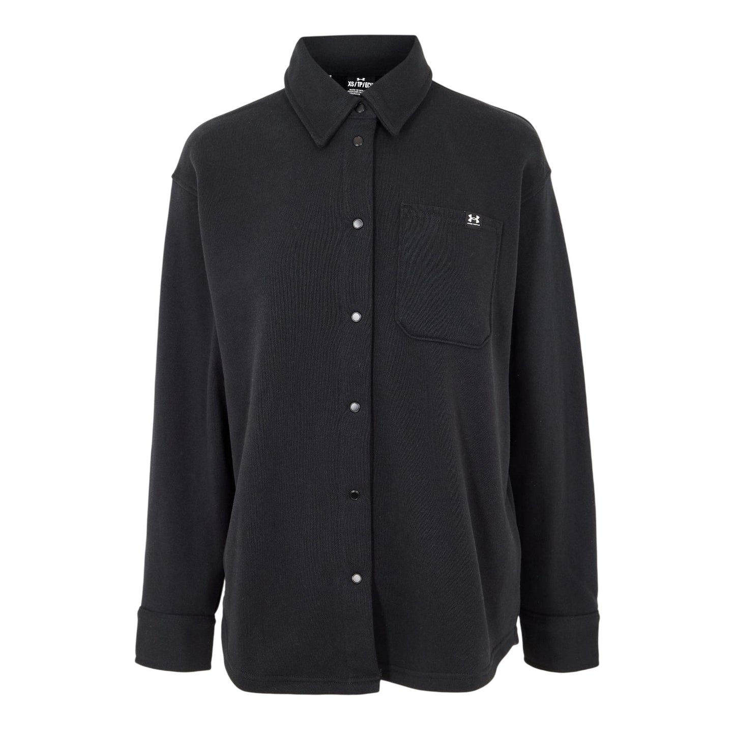 Black - Front - Under Armour Womens-Ladies Terry Heavyweight Collared Shirt
