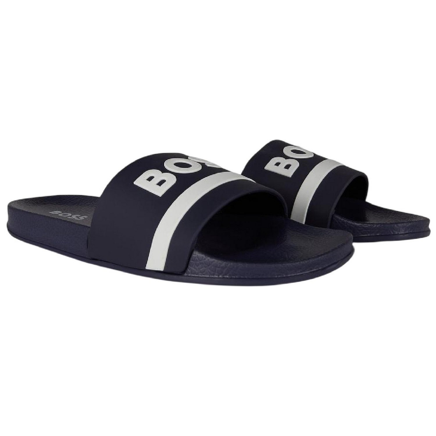 Navy - Front - Boss Womens-Ladies Lettering Slides