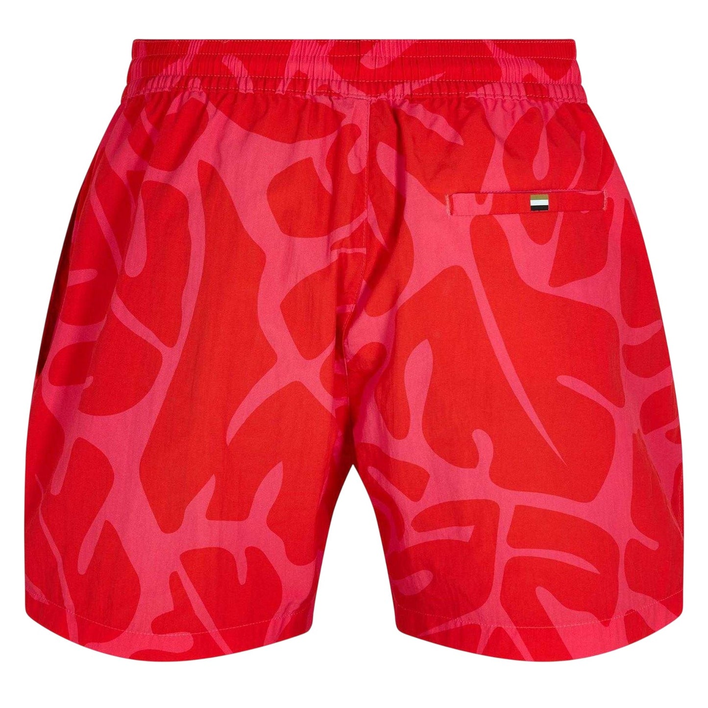 Dark Pink - Back - Boss Mens Bari Abstract Swim Shorts