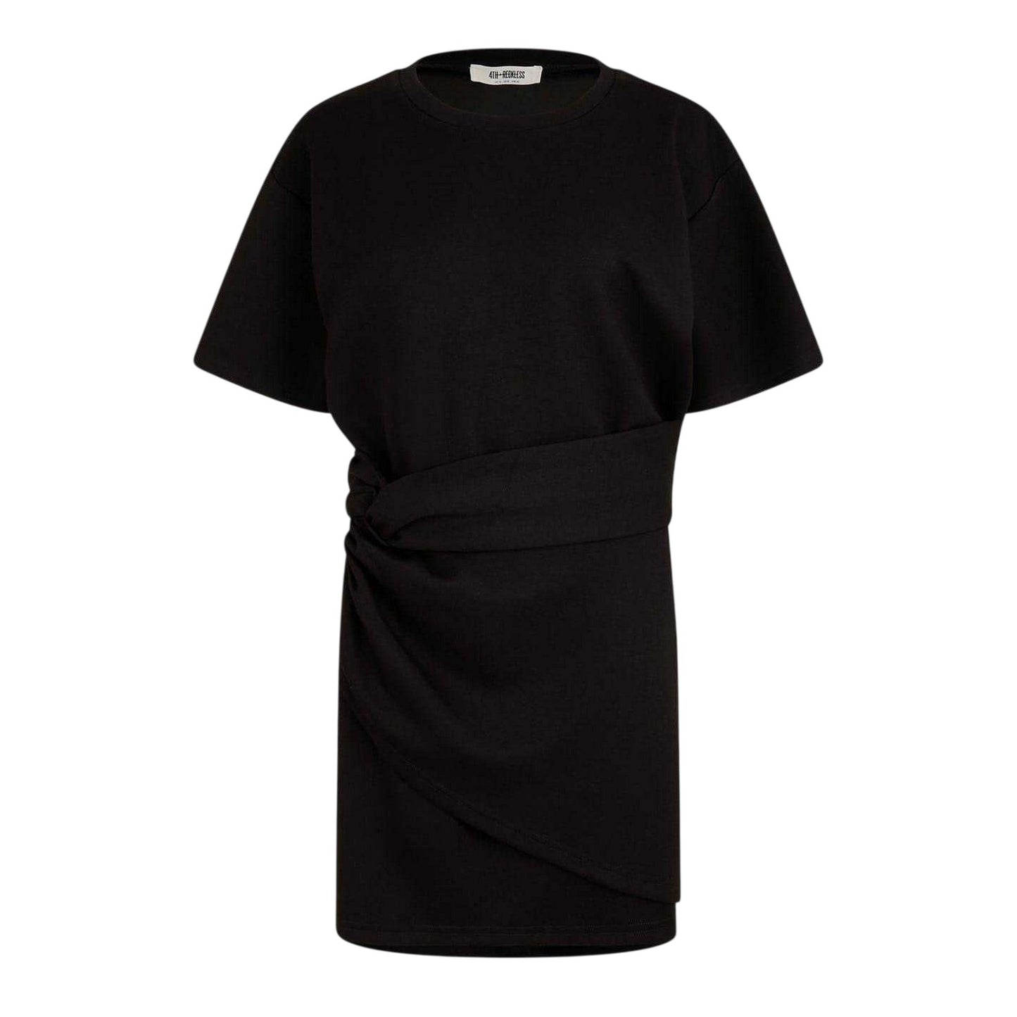 Black - Front - 4th & Reckless Womens-Ladies Ruched T-Shirt Dress
