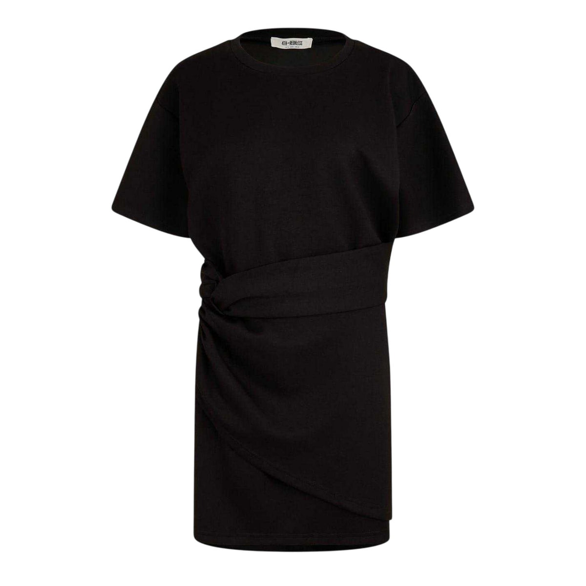 Black - Front - 4th & Reckless Womens-Ladies Ruched T-Shirt Dress