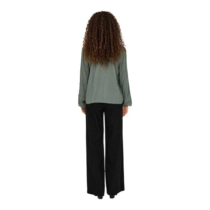 Grey - Back - Only Womens-Ladies Polka Dot V Neck Long-Sleeved Shirt