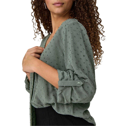 Grey - Side - Only Womens-Ladies Polka Dot V Neck Long-Sleeved Shirt