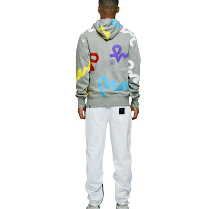 Grey - Side - Money Mens Graphic Print Hoodie