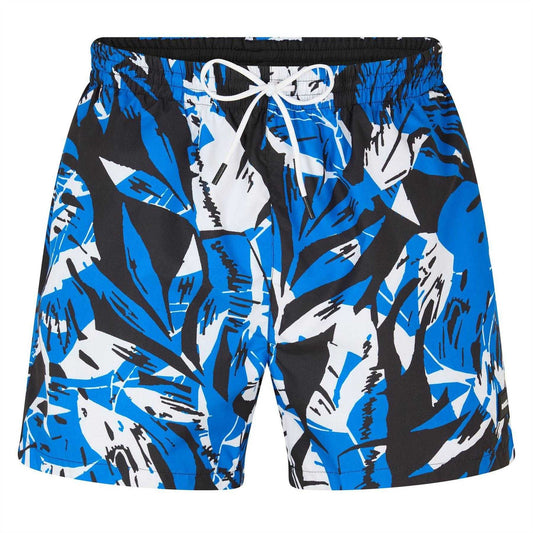 Bright Blue - Front - Boss Mens Piranha All-Over Print Swim Shorts