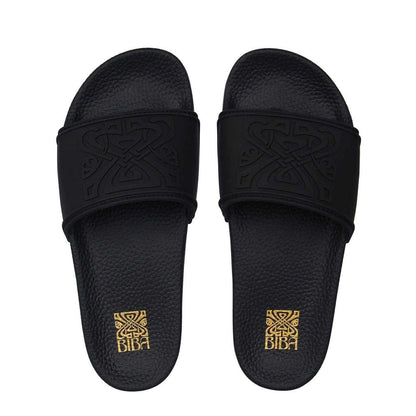 Black - Pack Shot - Biba Womens-Ladies Biba Rubber Padded Strap Beach Sliders