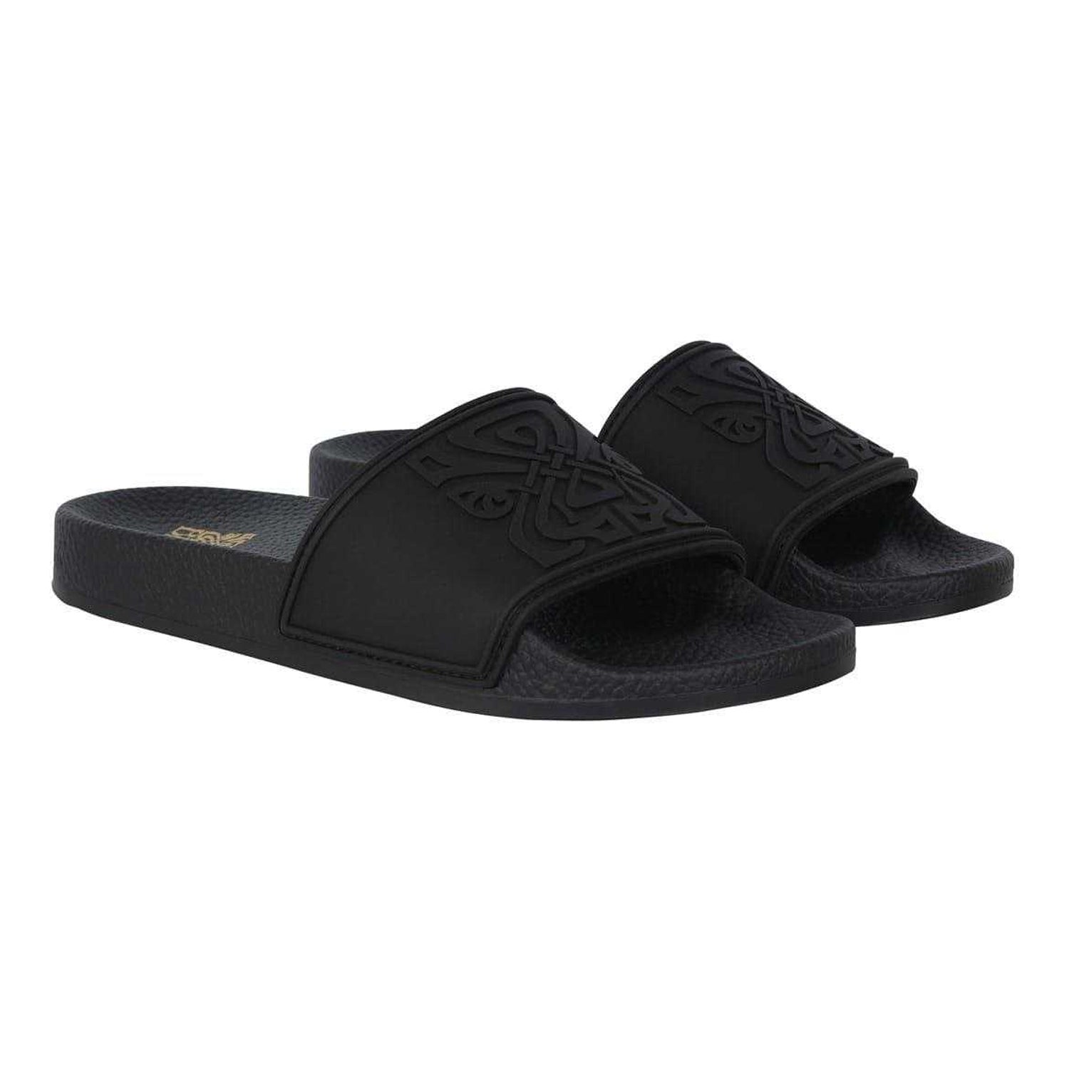Black - Front - Biba Womens-Ladies Biba Rubber Padded Strap Beach Sliders