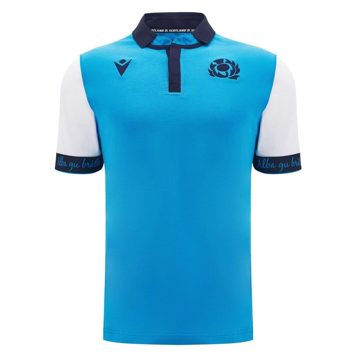 White - Front - Macron Mens 2024 Scotland RU Rugby Shirt