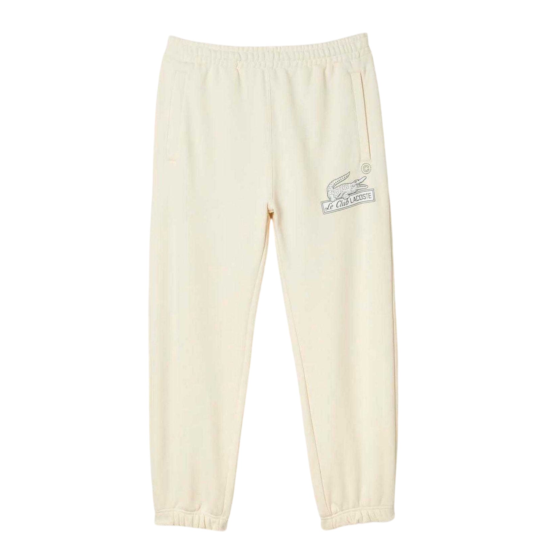 Cream - Front - Lacoste Mens Club Cotton Jogging Bottoms