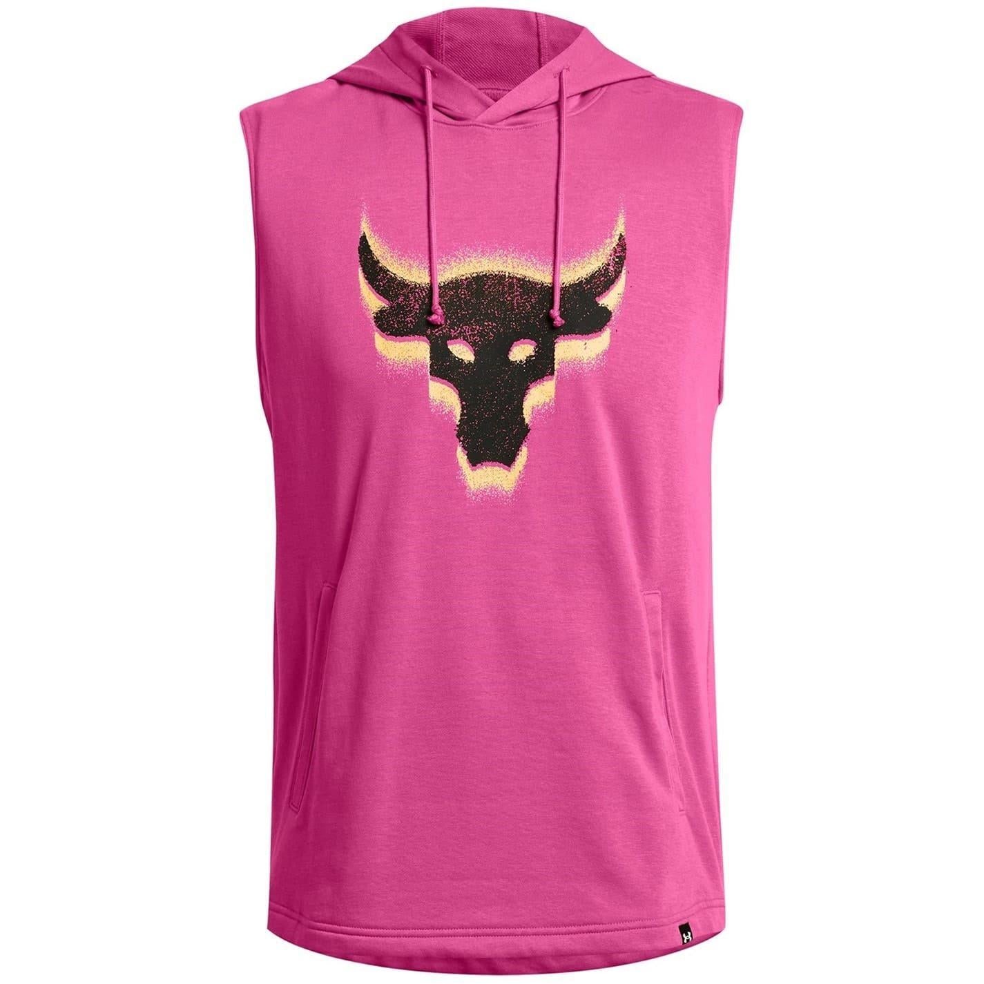 Pink - Front - Under Armour Mens Bulls Head Sleeveless Hoodie