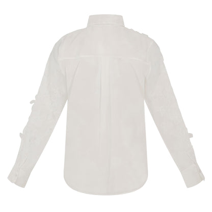 White - Back - French Connection Womens-Ladies Floral 3D Long-Sleeved Shirt