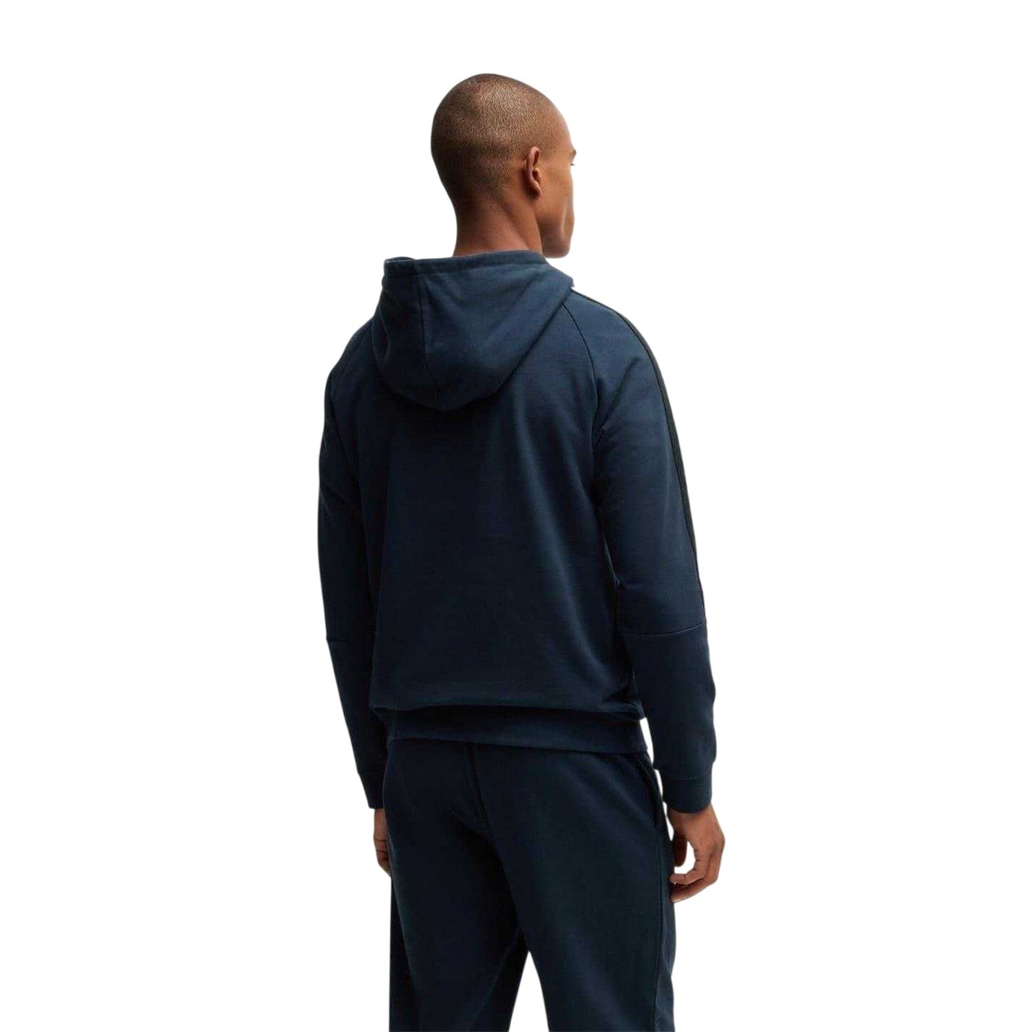 Navy - Back - Boss Mens Hooded Raglan Drawstring Hoodie