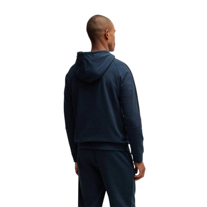 Navy - Back - Boss Mens Hooded Raglan Drawstring Hoodie