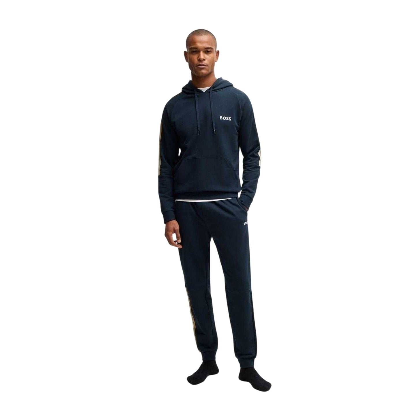 Navy - Lifestyle - Boss Mens Hooded Raglan Drawstring Hoodie