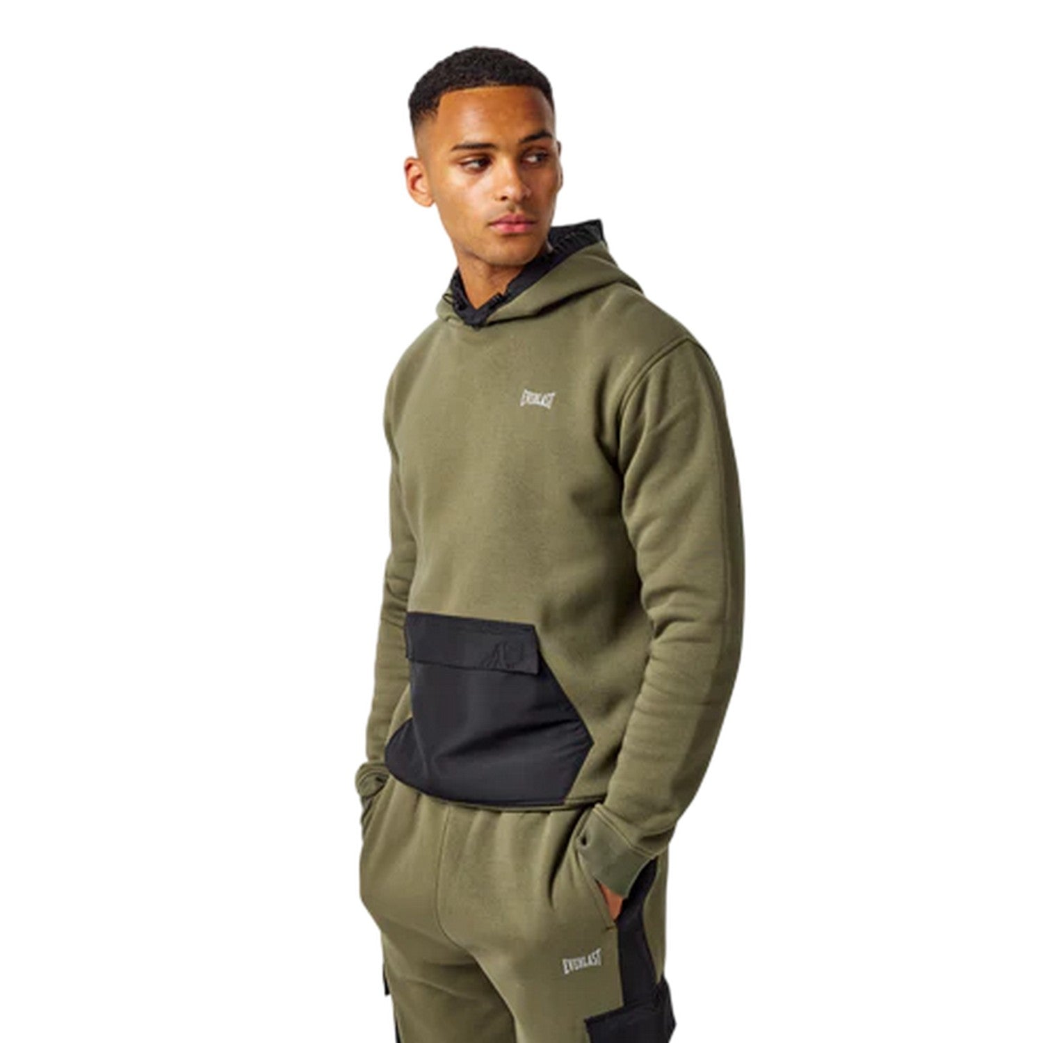 Khaki Green - Side - Everlast Womens-Ladies Utility Pocket Regular Hoodie