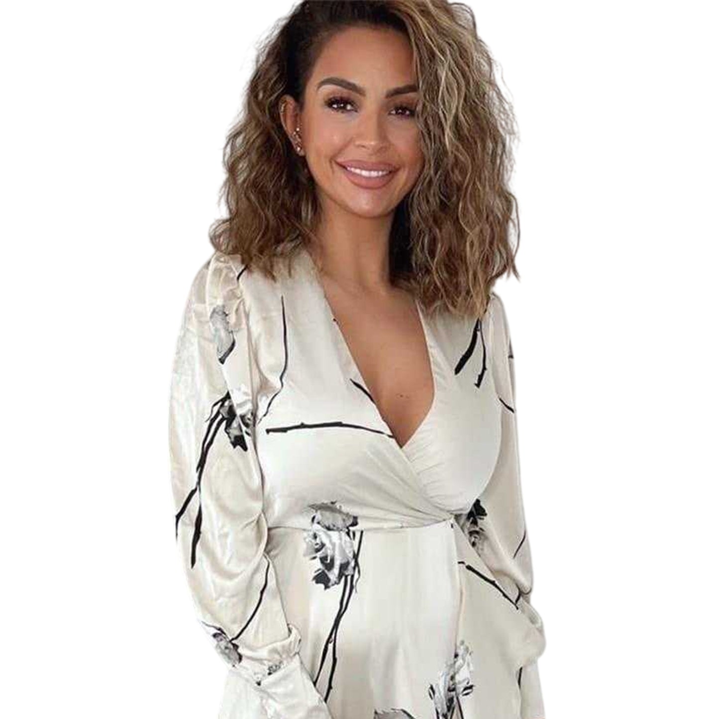 Stone - Side - AX Paris Womens-Ladies Floral Polyester Wrap Wrap Dress
