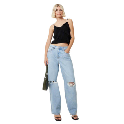 Black - Lifestyle - Jack Wills Womens-Ladies Frill Cropped Spaghetti Strap Camisole