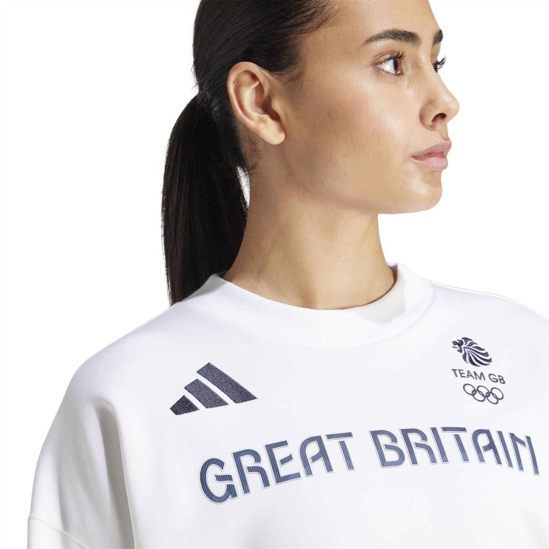 White - Side - Adidas Womens-Ladies Team GB Sweatshirt