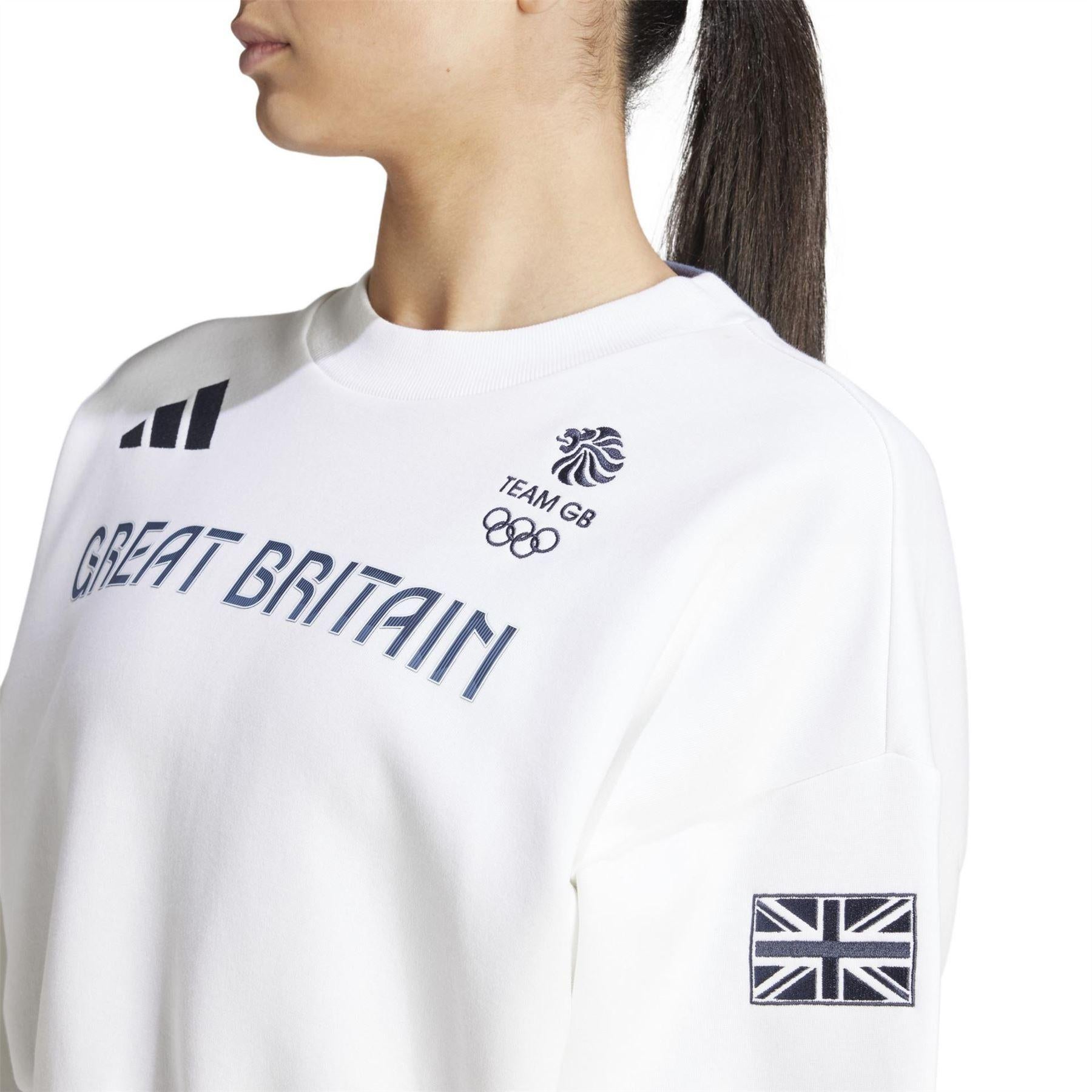 White - Lifestyle - Adidas Womens-Ladies Team GB Sweatshirt