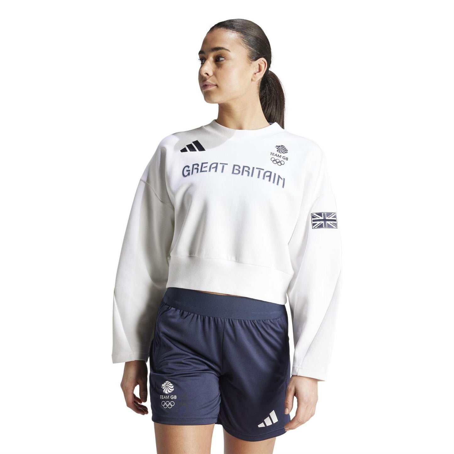White - Pack Shot - Adidas Womens-Ladies Team GB Sweatshirt