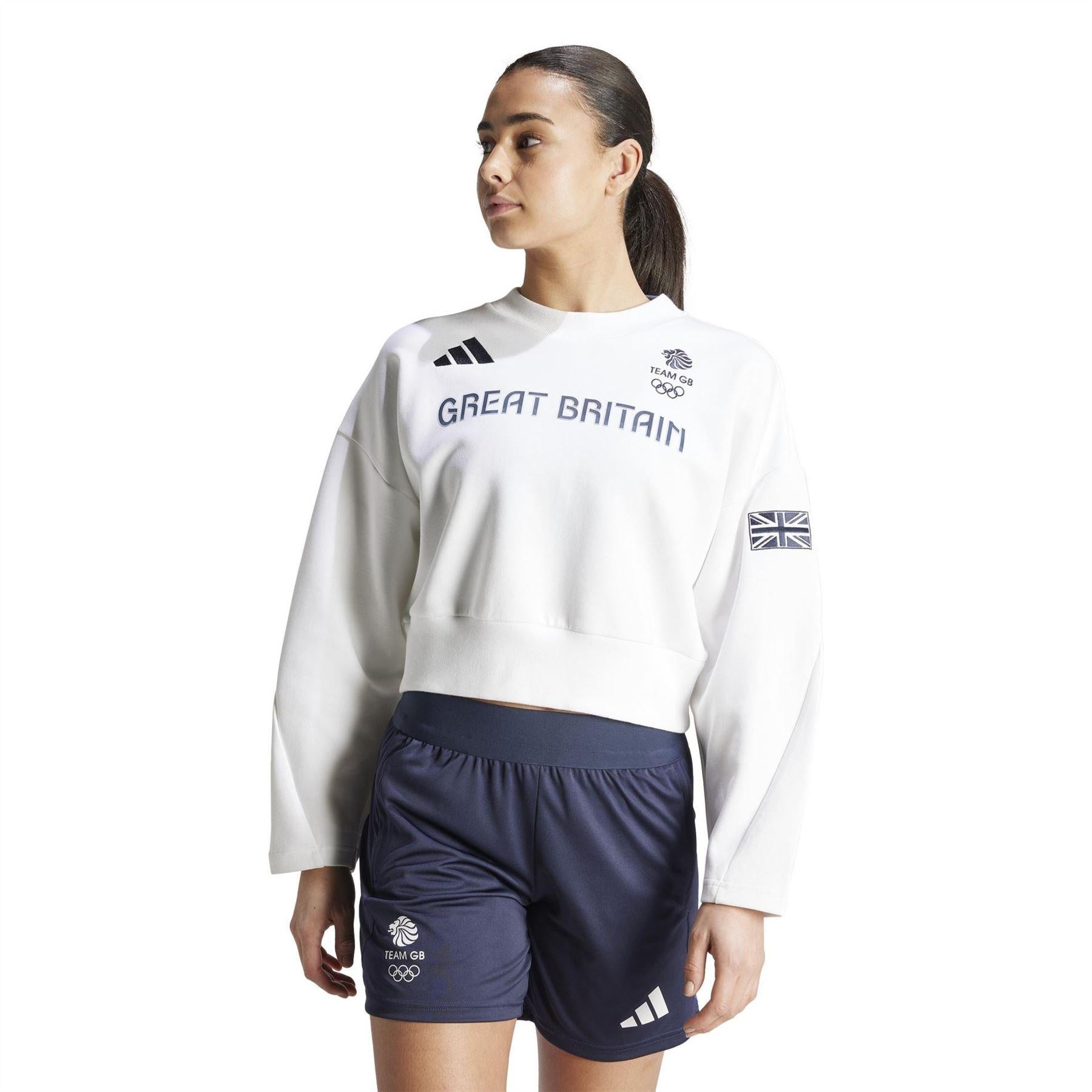 White - Pack Shot - Adidas Womens-Ladies Team GB Sweatshirt