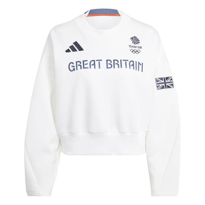 White - Front - Adidas Womens-Ladies Team GB Sweatshirt