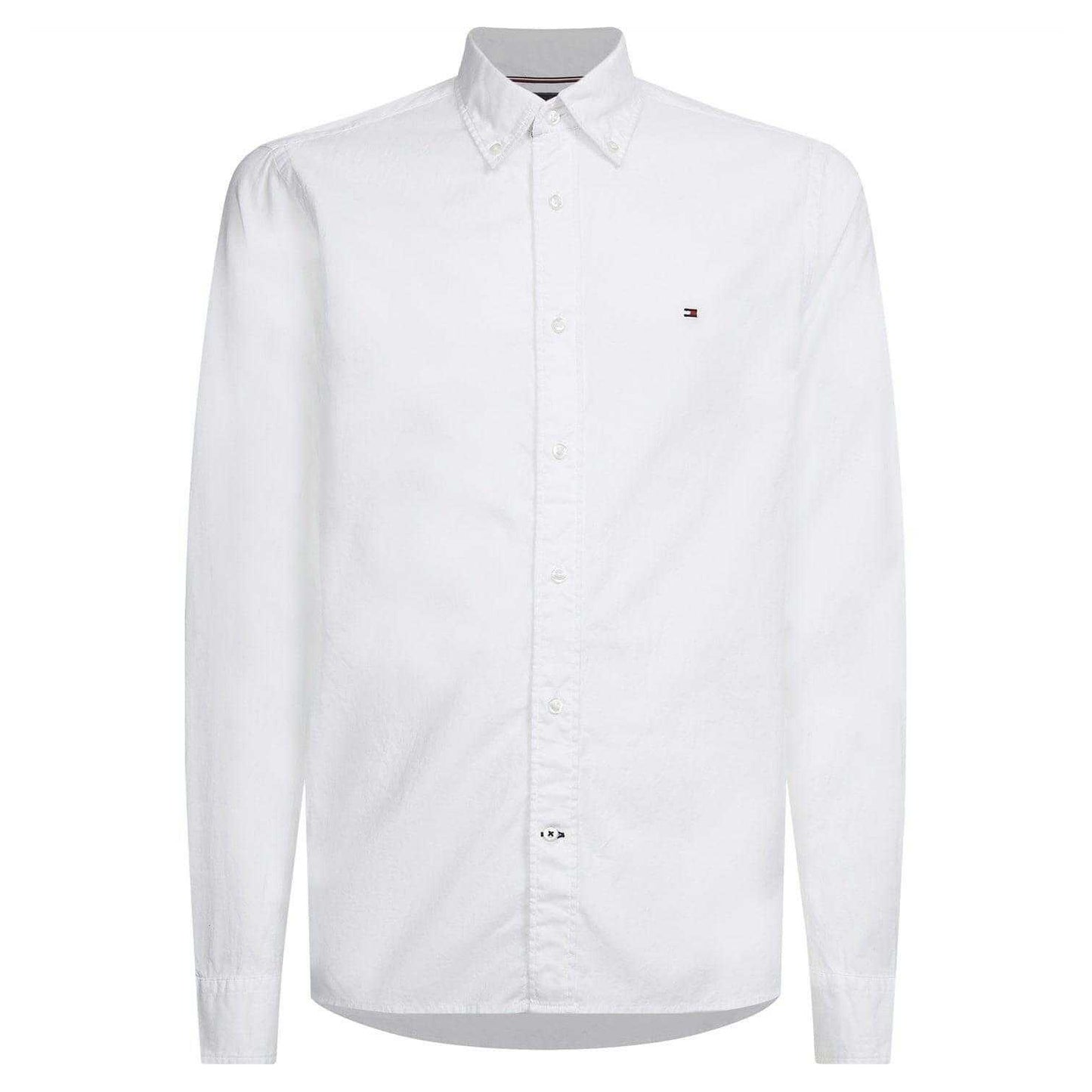 White - Front - Tommy Hilfiger Mens Core Flex Poplin Long-Sleeved Shirt