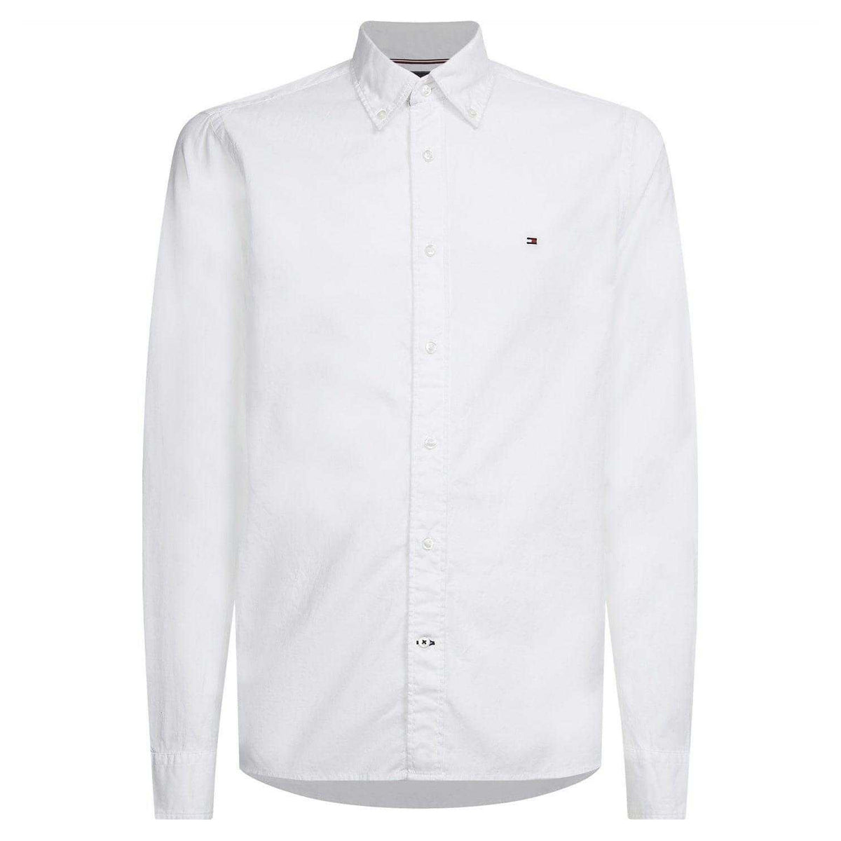 White - Front - Tommy Hilfiger Mens Core Flex Poplin Long-Sleeved Shirt