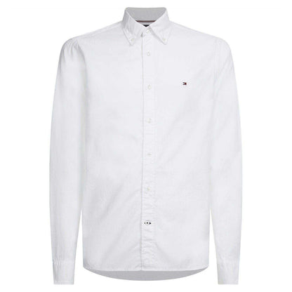 White - Front - Tommy Hilfiger Mens Core Flex Poplin Long-Sleeved Shirt