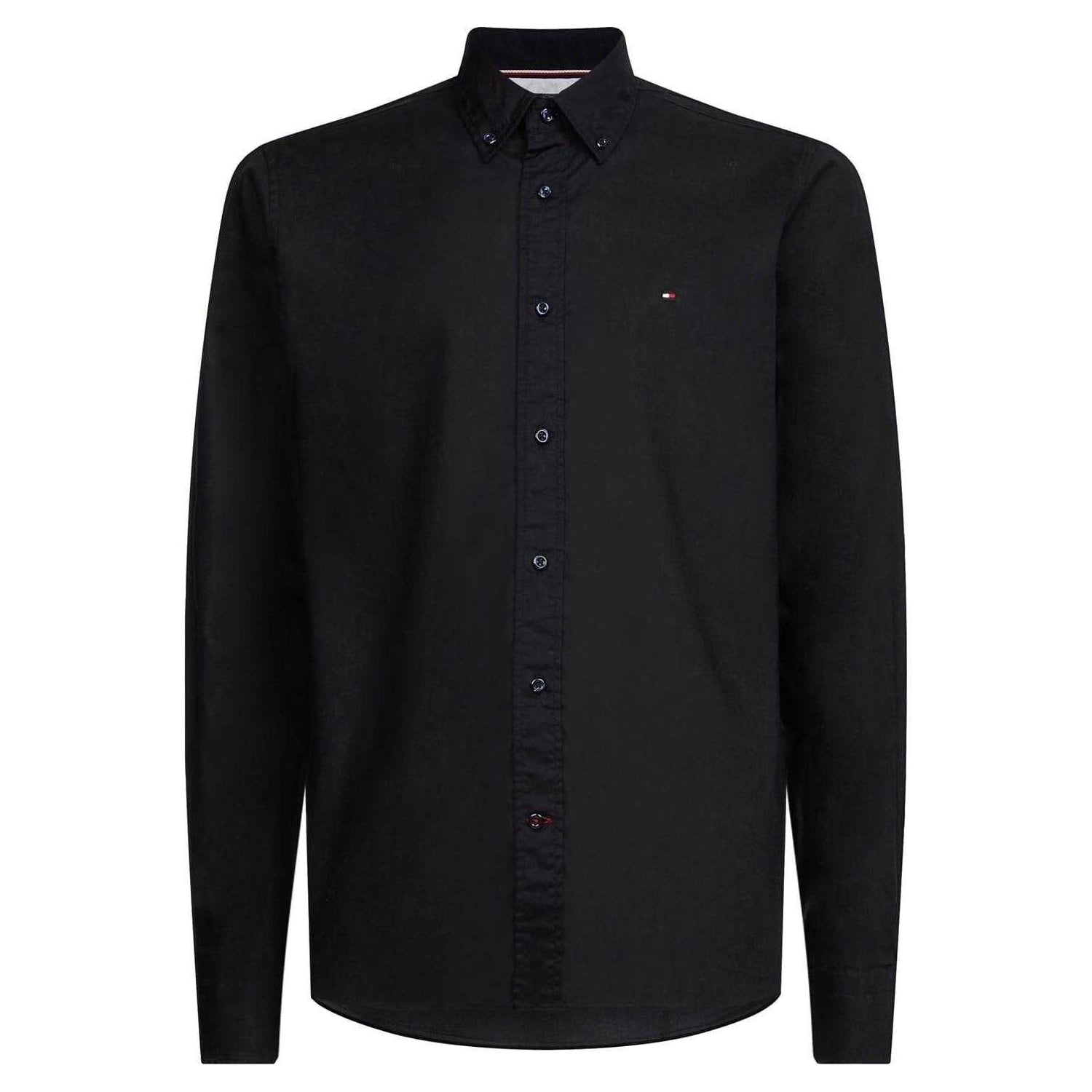 Black - Front - Tommy Hilfiger Mens Core Flex Poplin Long-Sleeved Shirt