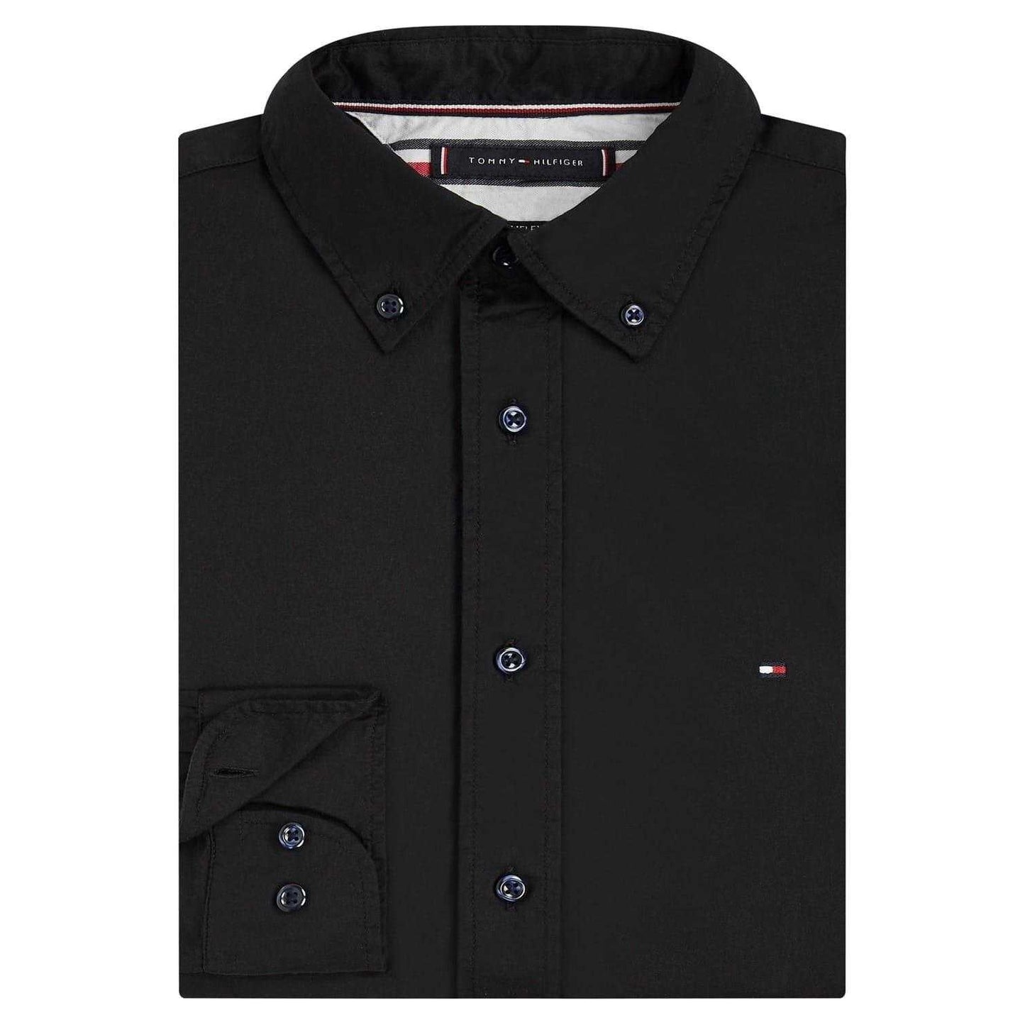 Black - Side - Tommy Hilfiger Mens Core Flex Poplin Long-Sleeved Shirt