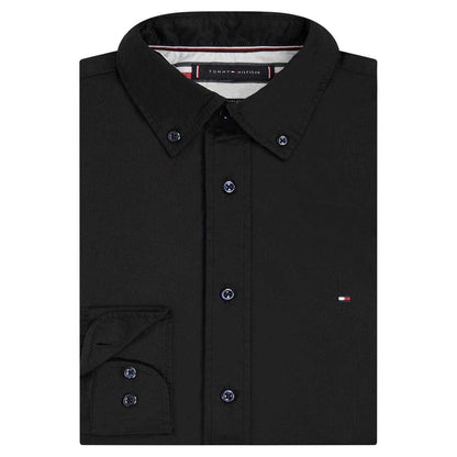 Black - Side - Tommy Hilfiger Mens Core Flex Poplin Long-Sleeved Shirt