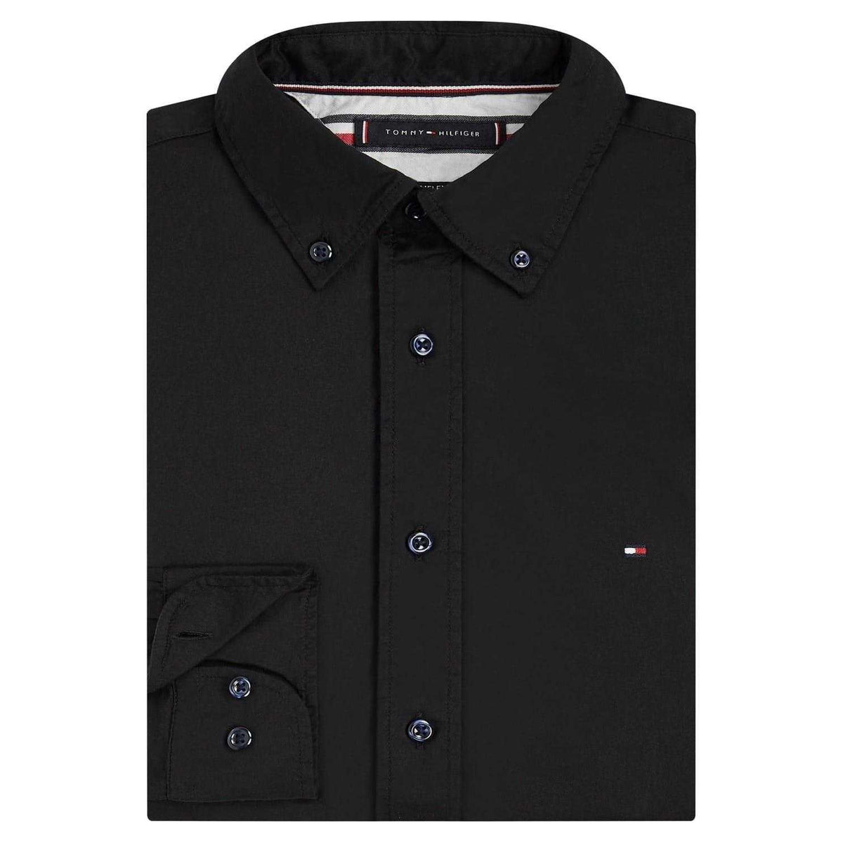 Black - Side - Tommy Hilfiger Mens Core Flex Poplin Long-Sleeved Shirt