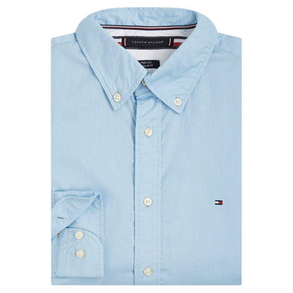 Blue - Side - Tommy Hilfiger Mens Core Flex Poplin Long-Sleeved Shirt