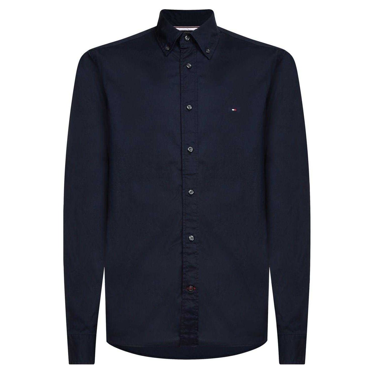 Dark Navy - Front - Tommy Hilfiger Mens Core Flex Poplin Long-Sleeved Shirt