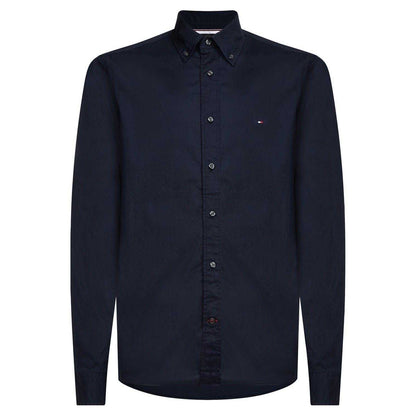 Dark Navy - Front - Tommy Hilfiger Mens Core Flex Poplin Long-Sleeved Shirt