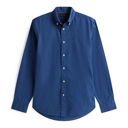 Aegean Sea - Front - Tommy Hilfiger Mens Core Flex Poplin Long-Sleeved Shirt