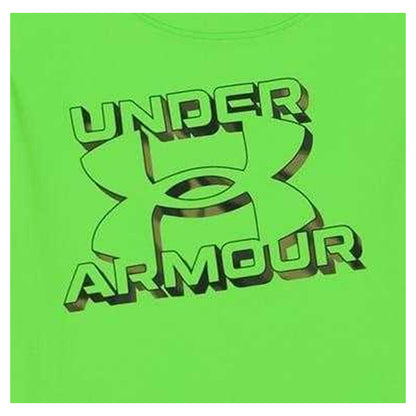 Hyper Green - Side - Under Armour Childrens-Kids Heather T-Shirt & Shorts Set
