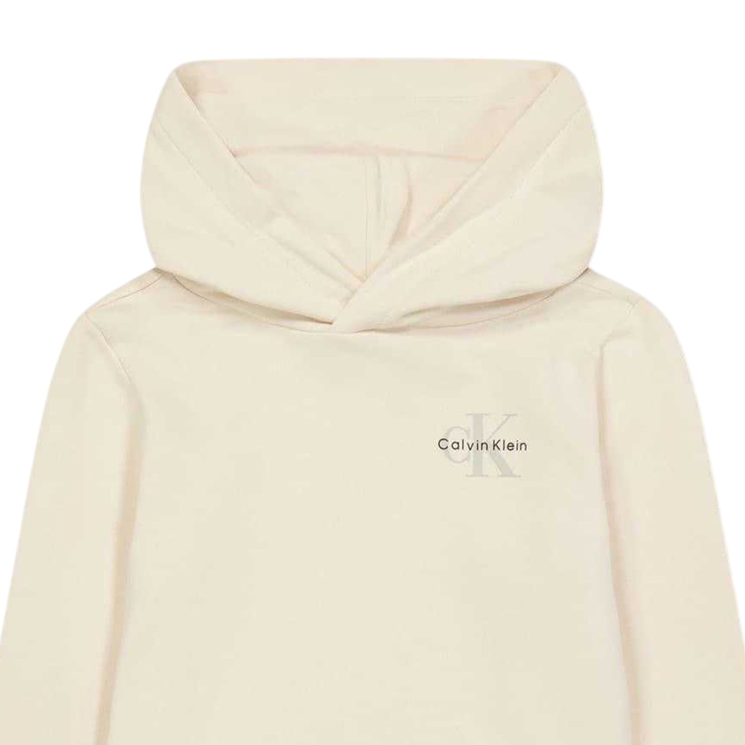 Whitecap Grey - Side - Calvin Klein Childrens-Kids Chest Logo Regular Hoodie