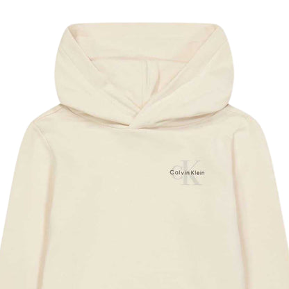 Whitecap Grey - Side - Calvin Klein Childrens-Kids Chest Logo Regular Hoodie