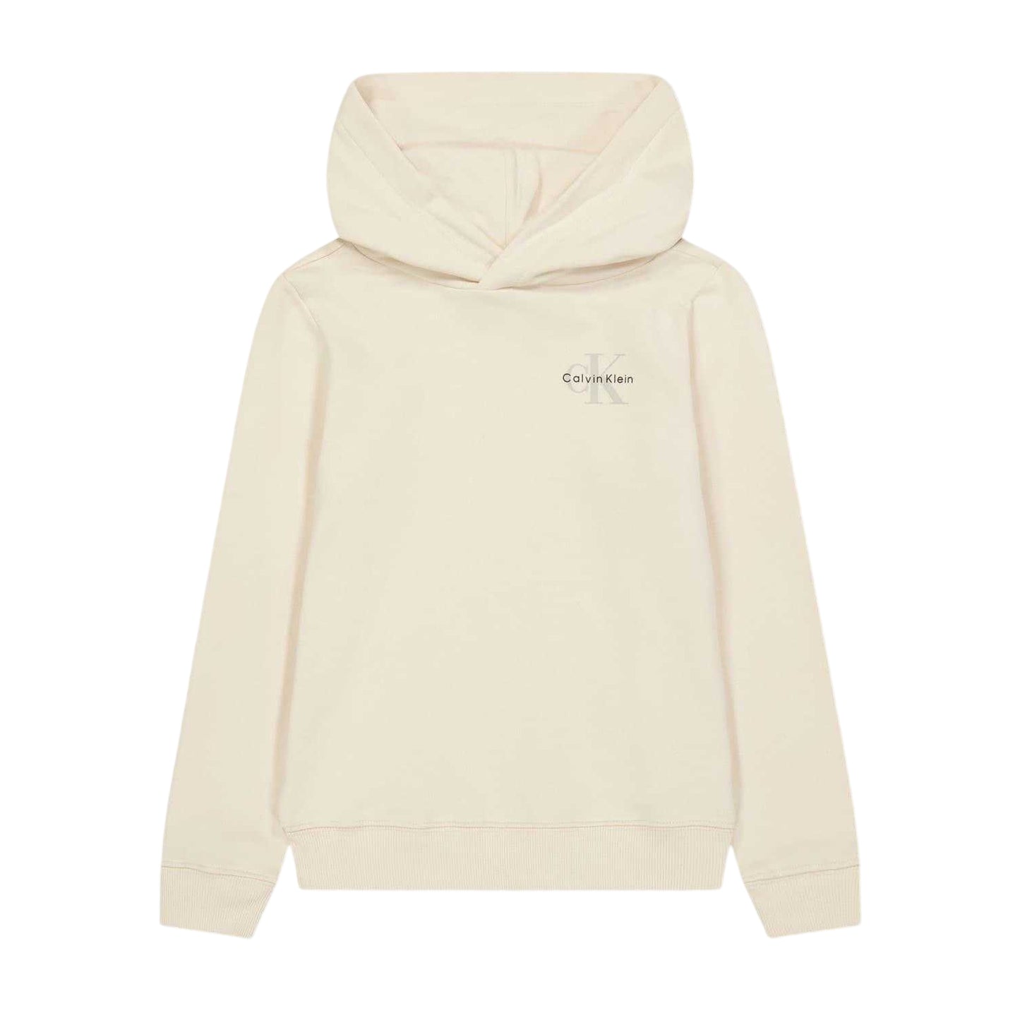 Whitecap Grey - Front - Calvin Klein Childrens-Kids Chest Logo Regular Hoodie