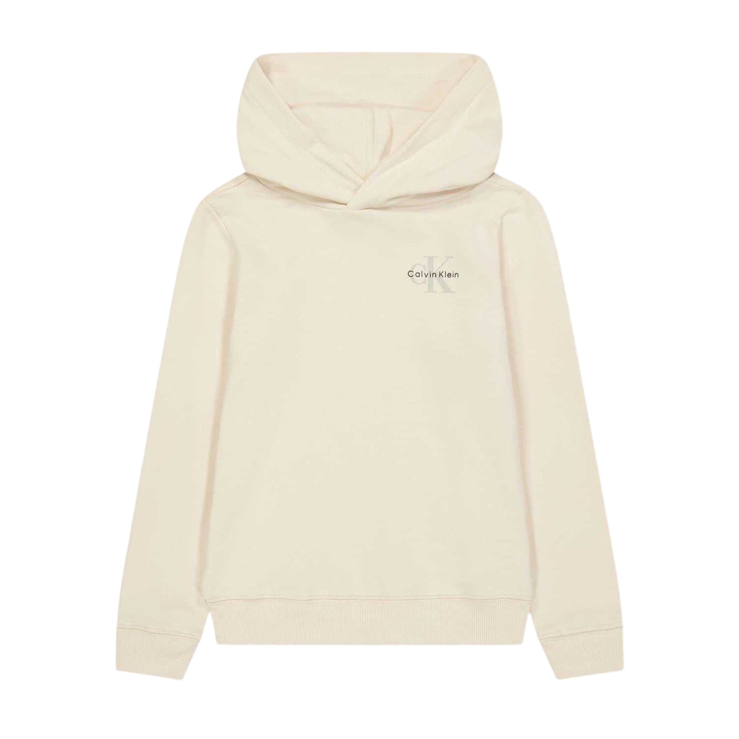 Whitecap Grey - Front - Calvin Klein Childrens-Kids Chest Logo Regular Hoodie