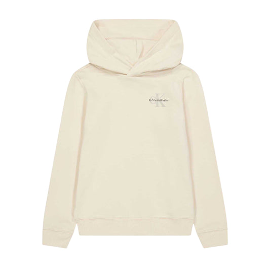 Whitecap Grey - Front - Calvin Klein Childrens-Kids Chest Logo Regular Hoodie